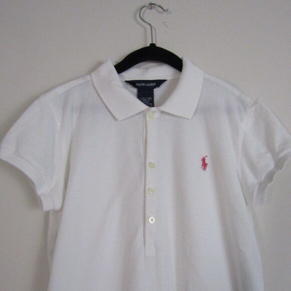 Ralph Lauren Girls Polo Dress 12/14 White Ruffles Preppy Old Money Pony Academia - Picture 2 of 13
